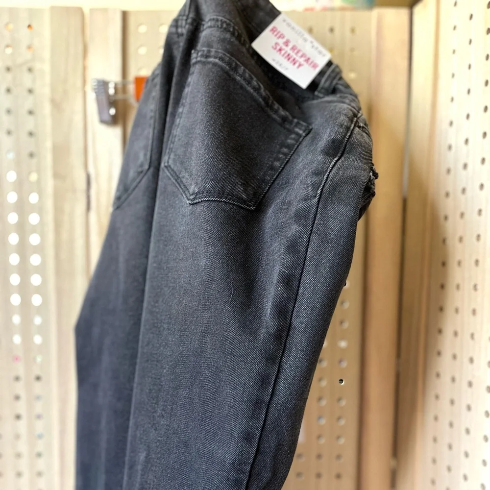 Vanilla Star ~ Black Rip & Repair Skinny Jeans - Picture 10 of 11